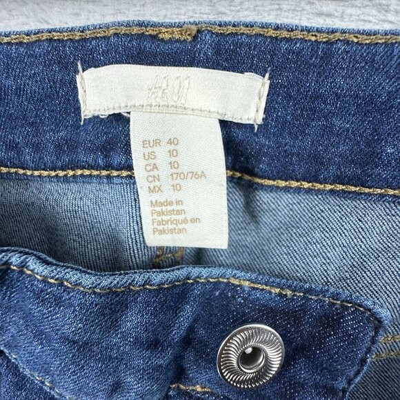 H&M Mom Jeans Medium Wash Denim Women's Size 10 High Rise Stretch Blue - Picture 5 of 12